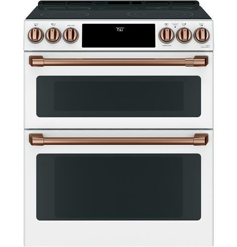 Café™ 30" Slide-In Front Control Radiant and Convection Double Oven Range CES750P4MW2