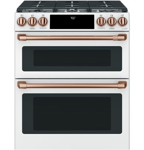 Café 30" Slide-In Front Control Gas Double Oven with Convection Range CGS750P4MW2
