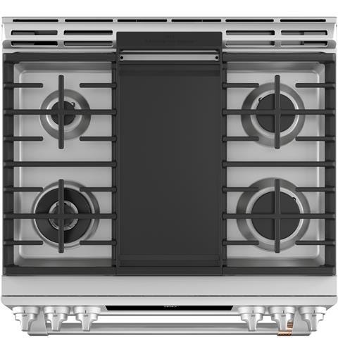Café 30" Slide-In Front Control Dual-Fuel Double Oven with Convection Range C2S950P2MS1