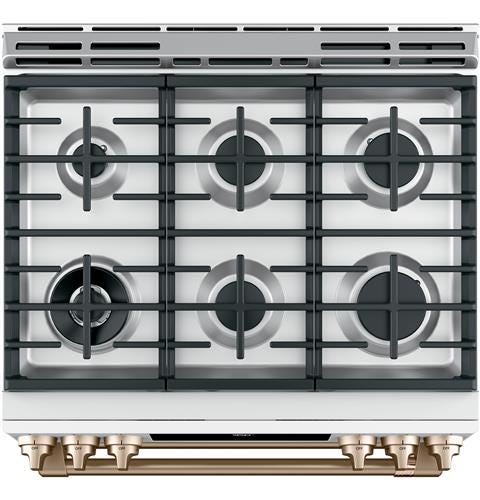 Café 30" Slide-In Front Control Dual-Fuel Double Oven with Convection Range C2S950P4MW2