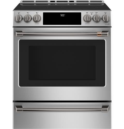 Café 30" Slide-In Front Control Induction and Convection Range with Warming Drawer CHS900P2MS1