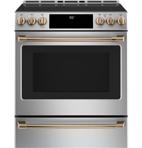 Café 30" Slide-In Front Control Induction and Convection Range with Warming Drawer CHS900P2MS1