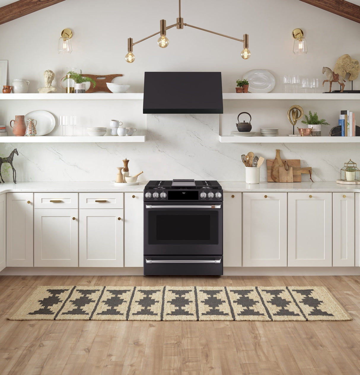 Café 30" Slide-In Front Control Gas Oven with Convection Range with Warming Drawer CGS700P3MD1