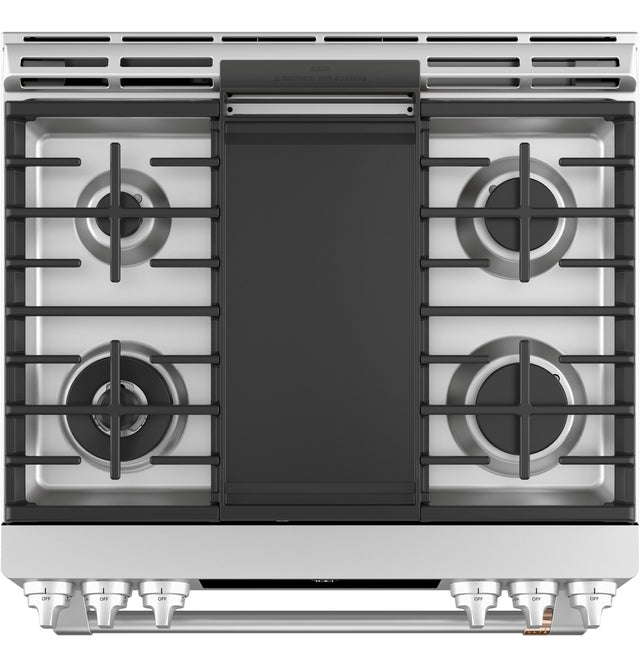 Café 30" Slide-In Front Control Gas Oven with Convection Range with Warming Drawer CGS700P2MS1