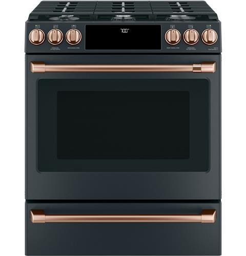Café 30" Slide-In Front Control Gas Oven with Convection Range with Warming Drawer CGS700P3MD1