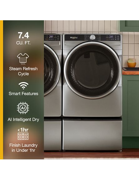 Whirlpool 7.4 cu. ft. Smart Front Load ENERGY STAR® Electric Dryer with Steam Capabilities WED6720RR