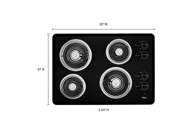 Whirlpool® 30" Electric Cooktop with Dishwasher-Safe Knobs WCC31430AB
