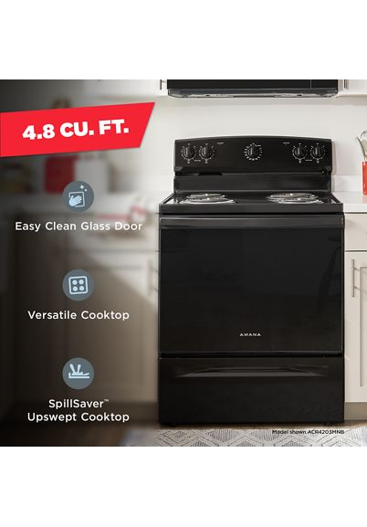 Amana® 30-inch Electric Range with Easy-Clean Glass Door ACR4203MNB