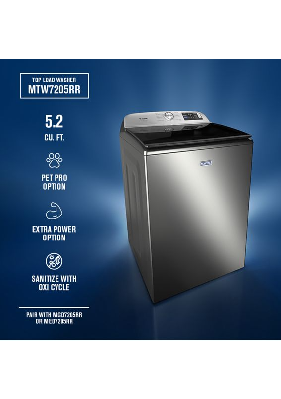Maytag 5.2 cu. ft. Smart Pet Pro Top Load Washer MTW7205RR