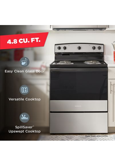 Amana® 30-inch Electric Range with Easy-Clean Glass Door ACR4203MNS