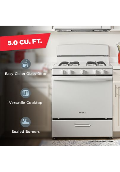 Amana® 30-inch Gas Range with Easy-Clean Glass Door AGR4203MNW