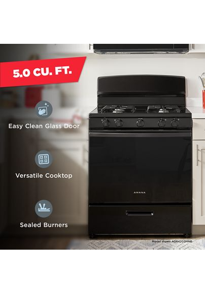 Amana® 30-inch Gas Range with Easy-Clean Glass Door AGR4203MNB