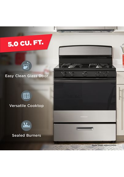 Amana® 30-inch Gas Range with Easy-Clean Glass Door AGR4203MNS