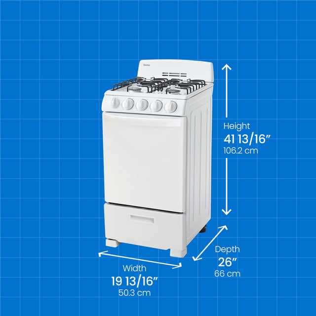 Danby 20″ Wide Gas Range in White DR203WGLP