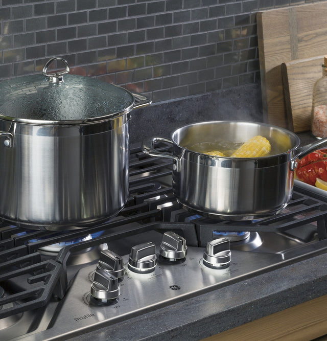 GE Profile 30" Built-In Gas Cooktop with 5 Burners and an Optional Extra-Large Cast Iron Griddle PGP7030SLSS