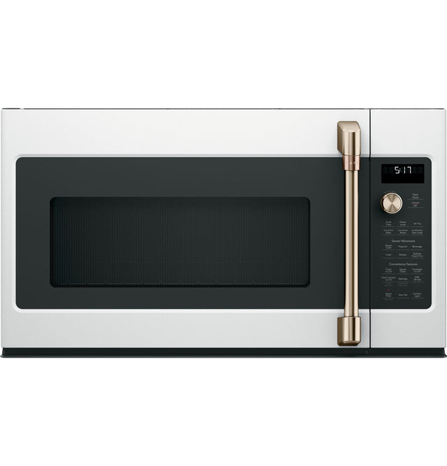 Cafe Appliance Package - 4 Piece Appliance Package with Gas Range - Matte White w/ Brushed Bronze Hardware