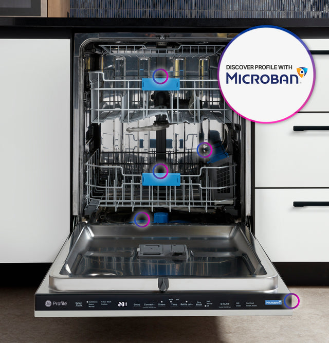 GE Profile™ ENERGY STAR® Panel-Ready Top Control Stainless Interior Dishwasher with Microban™ Antimicrobial Technology PDT715SIYII
