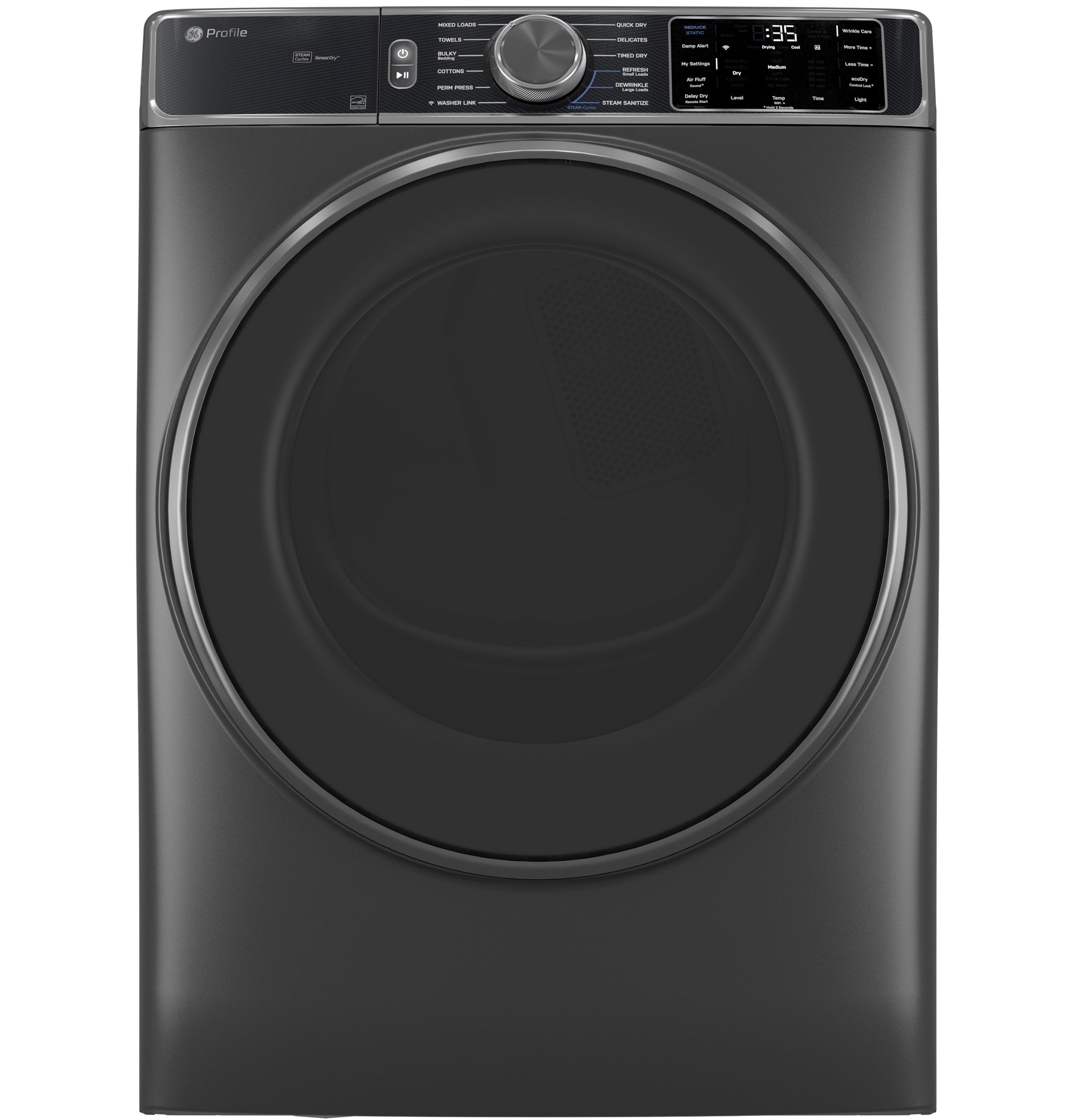 GE Profile™ ENERGY STAR® 7.8 cu. ft. Capacity Smart Front Load Electric Dryer with Steam and Sanitize Cycle PFD95ESPWDS