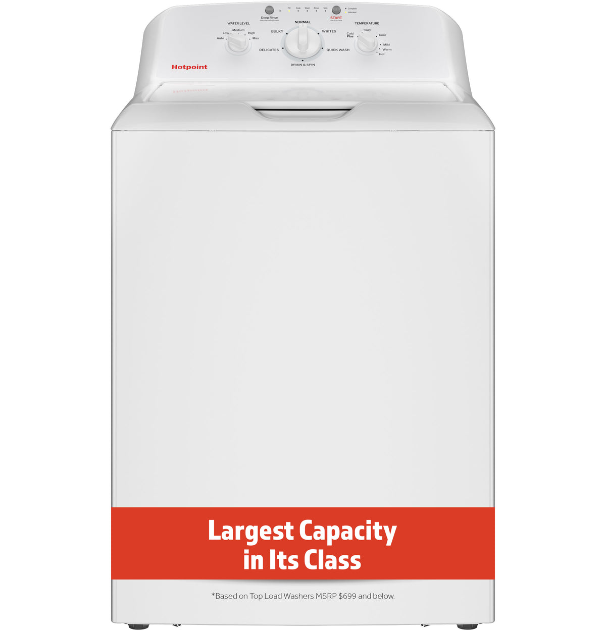 Hotpoint 4.0 cu. ft. Capacity Washer with Stainless Steel Basket, Cold Plus and Water Level Control HTW265ASWWW