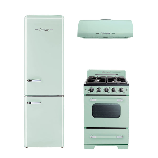 Classic Retro 24-inch 500 CFM Ducted Under Cabinet Range Hood with LED Lighting in Summer Mint Green UGP-24CR RH LG