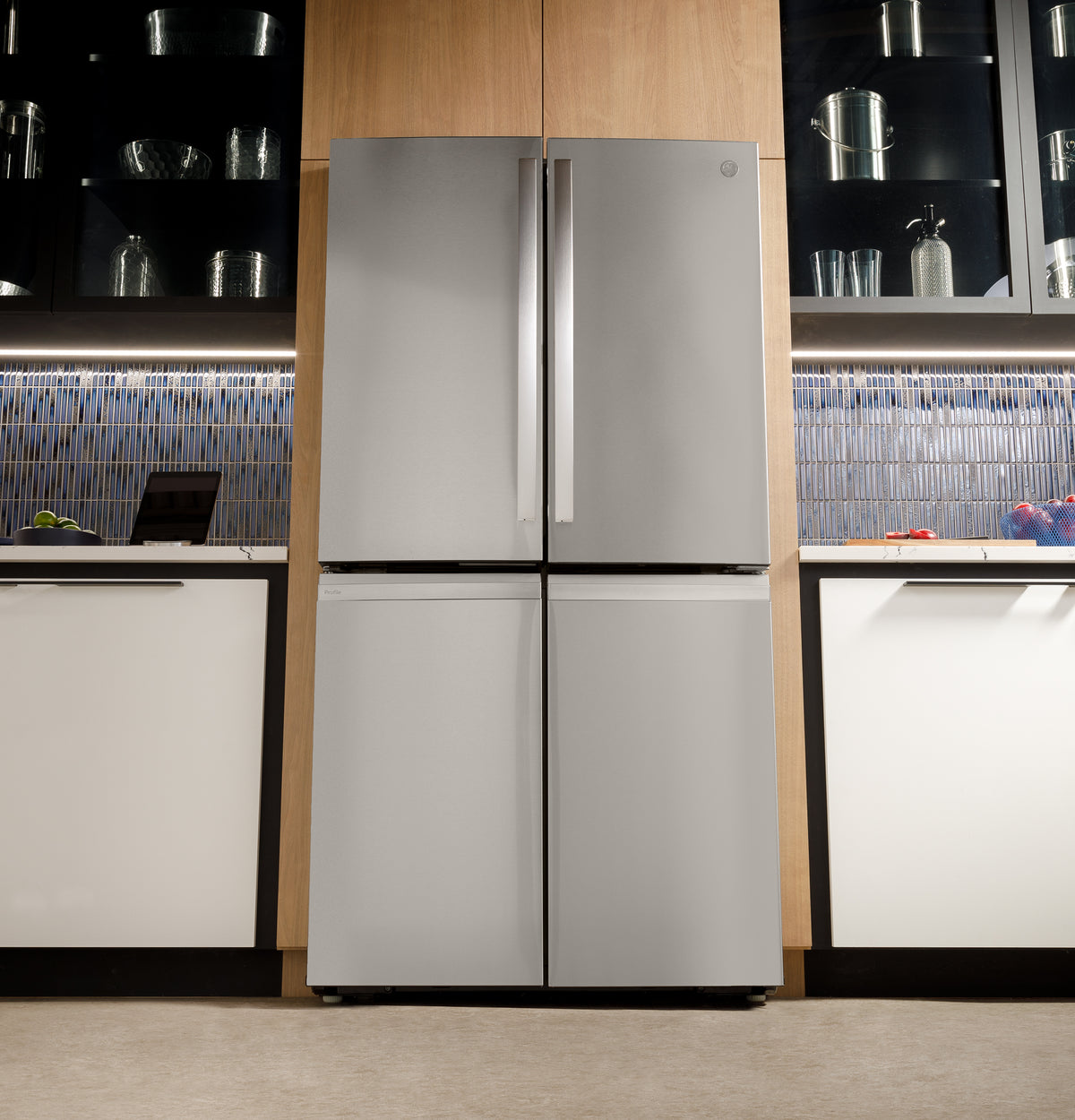 GE Profile™ ENERGY STAR® 22.9 Cu. Ft. Counter-Depth Quad-Door Refrigerator with Dual-Dispense AutoFill Pitcher and Door in Door PHD23BYWFS