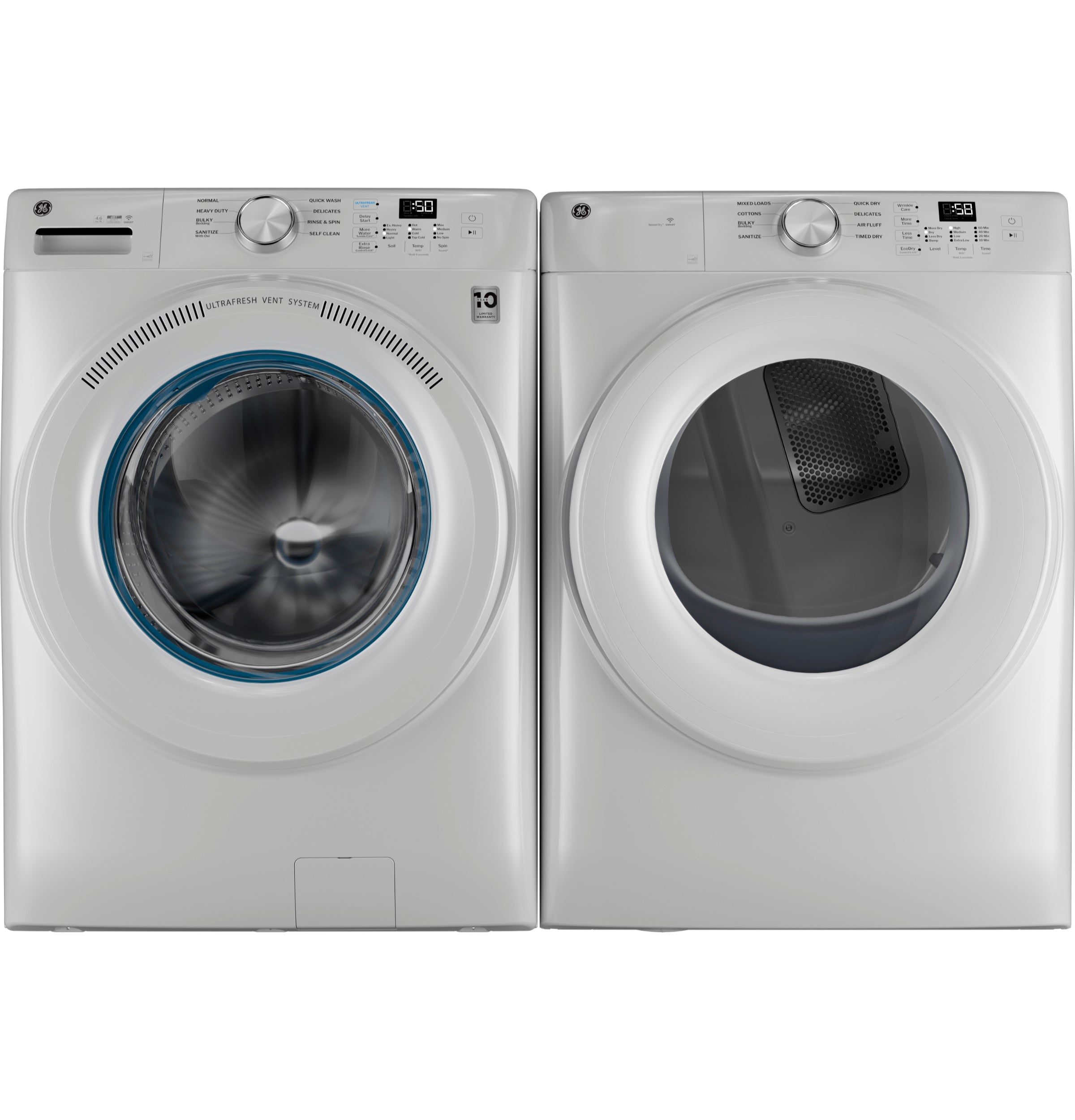 GE® ENERGY STAR® 7.8 cu. ft. Capacity Smart Front Load Electric Dryer GFD35ESSYWW