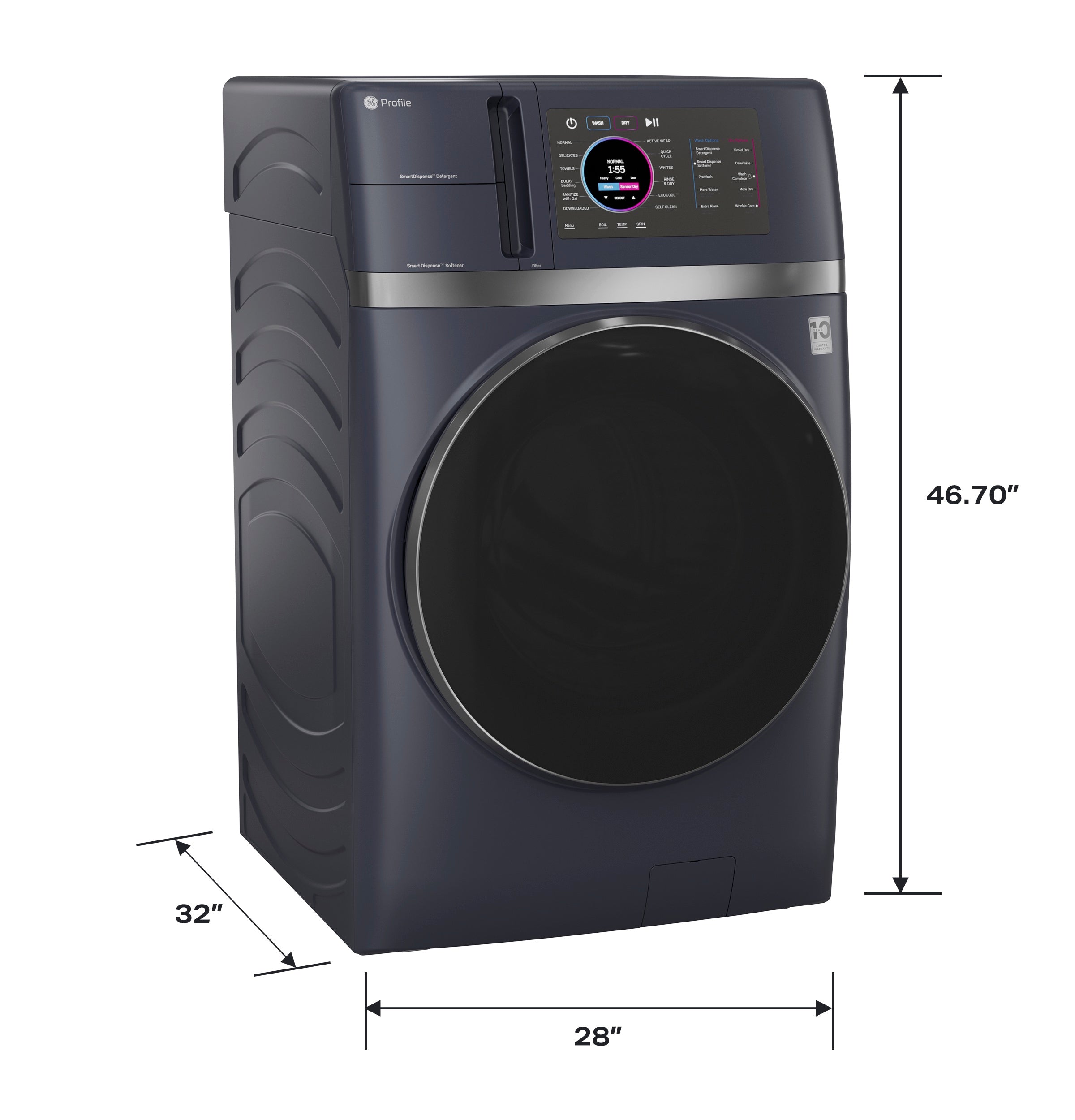 GE Profile™ ENERGY STAR® 4.8 cu. ft. Capacity UltraFast Combo with Ventless Inverter Heat Pump Technology Washer/Dryer PFQ97HSPVRS