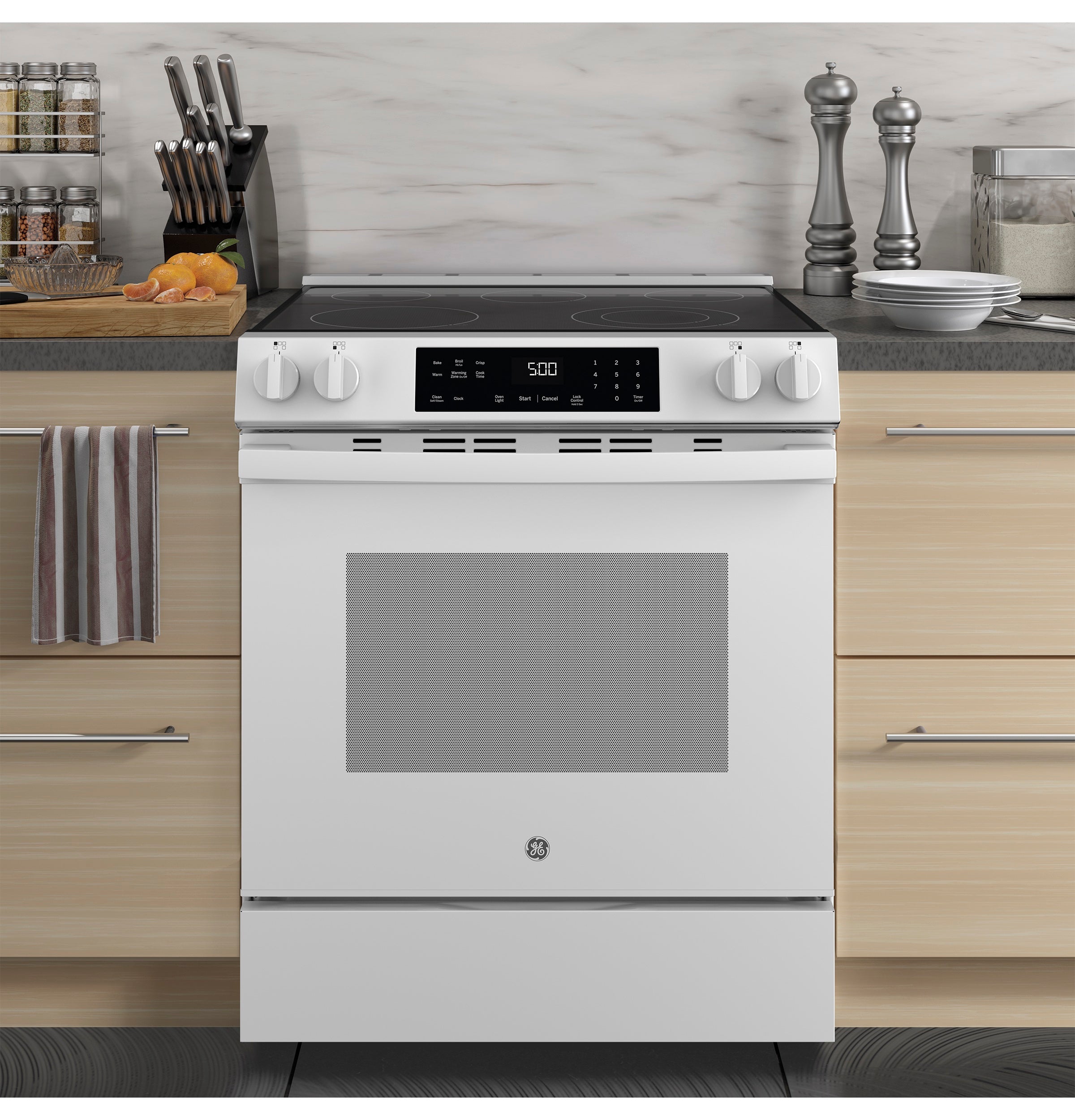 GE® 30" Slide-In Electric Range GRS500PVWW
