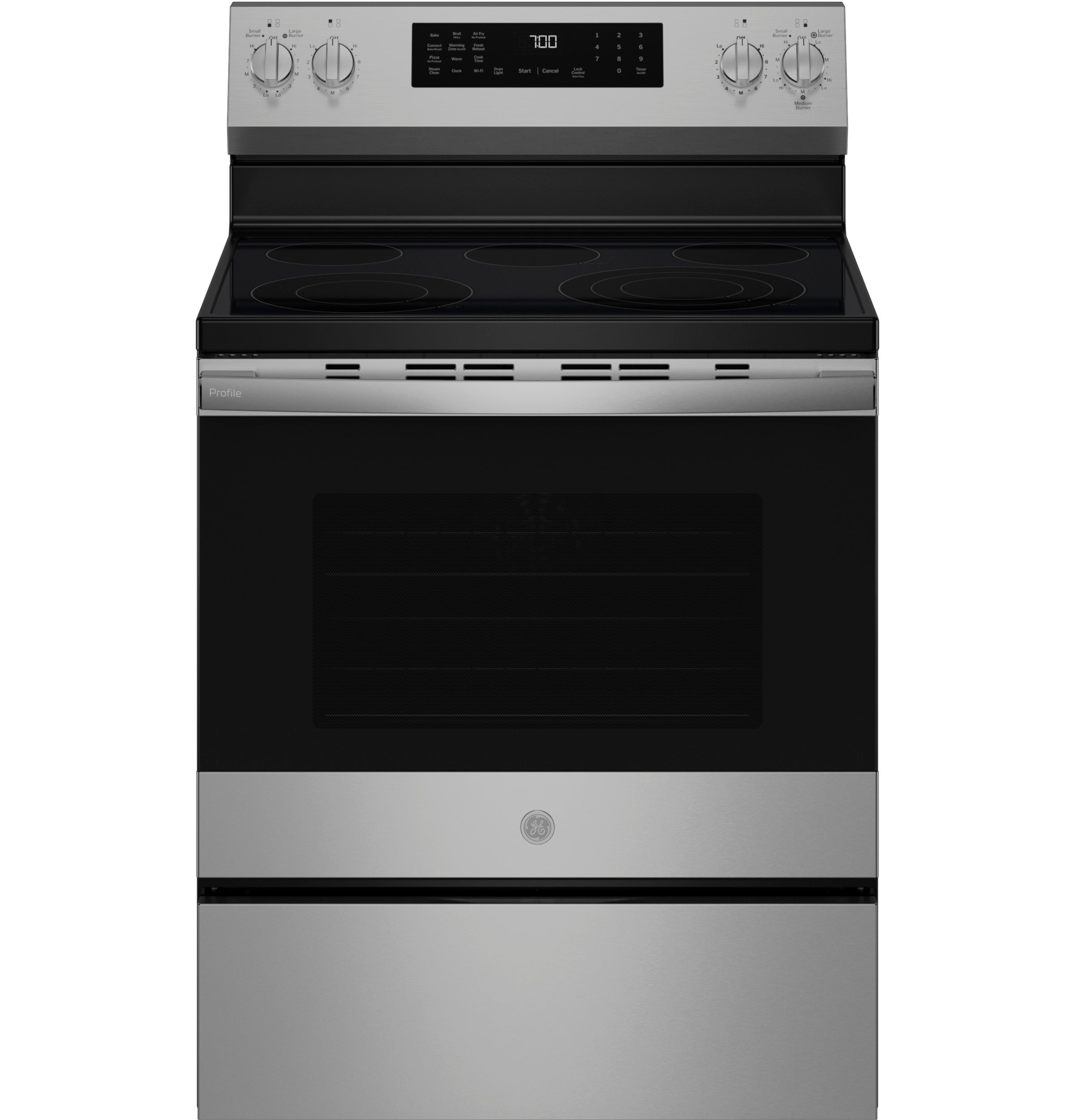 GE Profile™ ENERGY STAR® 30” Smart Free-Standing Electric Convection Range with No Preheat Air Fry and EasyWash™ Oven Tray PRF700AYFS