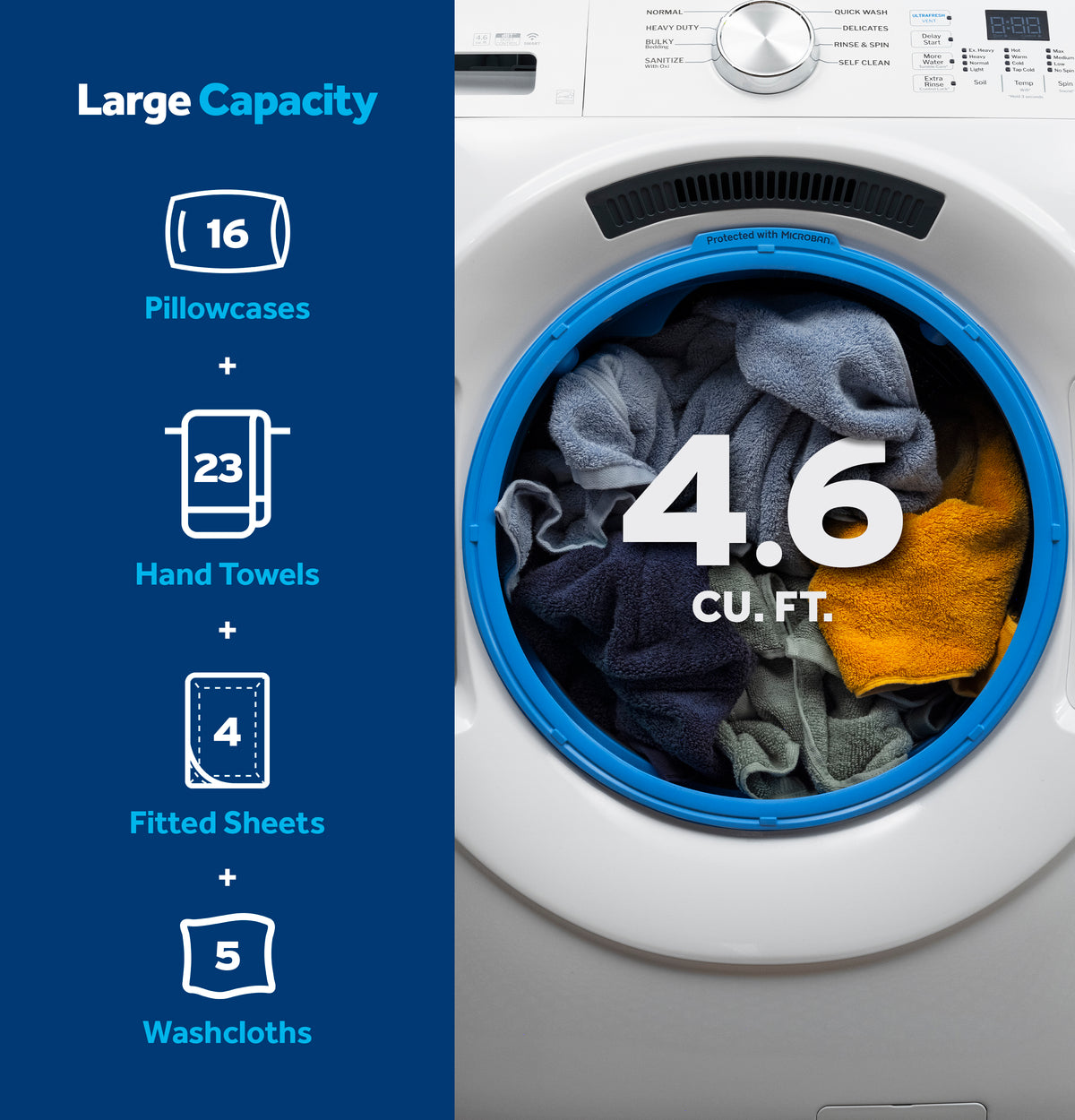 GE® ENERGY STAR® 4.6 cu. ft. Capacity Smart Front Load Washer with UltraFresh Vent System with OdorBlock™ GFW350SSYWW