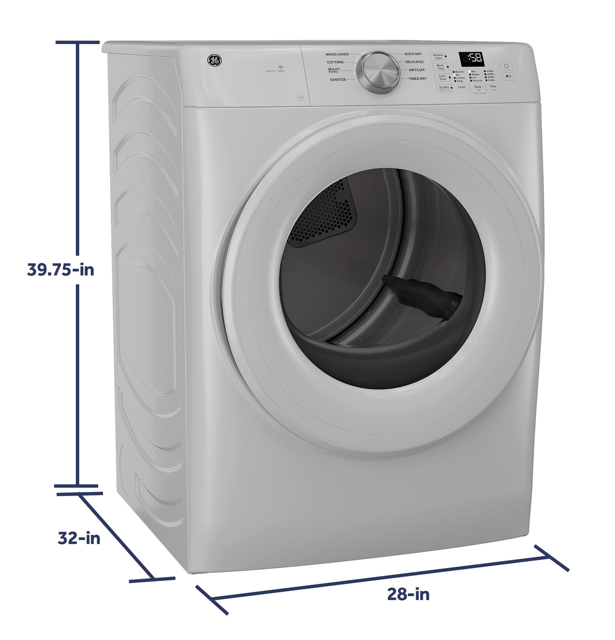 GE® ENERGY STAR® 7.8 cu. ft. Capacity Smart Front Load Electric Dryer GFD35ESSYWW