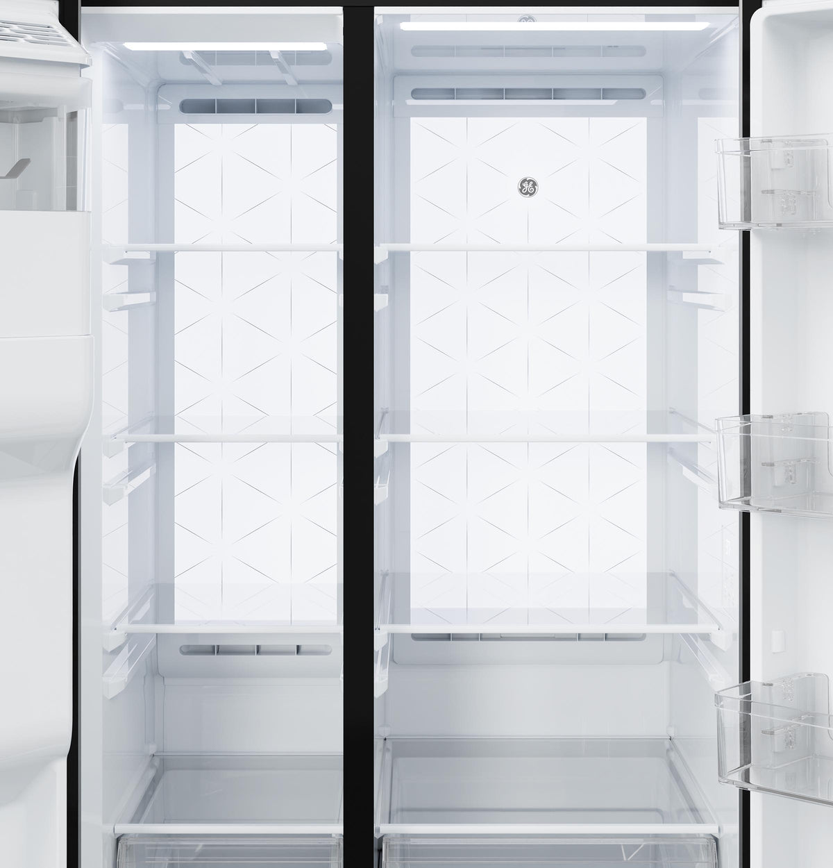 GE® 27.7 Cu. Ft. Side-By-Side Refrigerator with LED Light Walls and Extra Tall Dispenser GSS28PYYFS