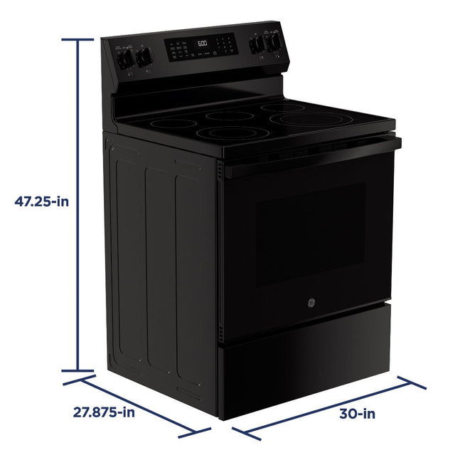 GE® 30" Free-Standing Electric Convection Range with No Preheat Air Fry GRF600AVBB