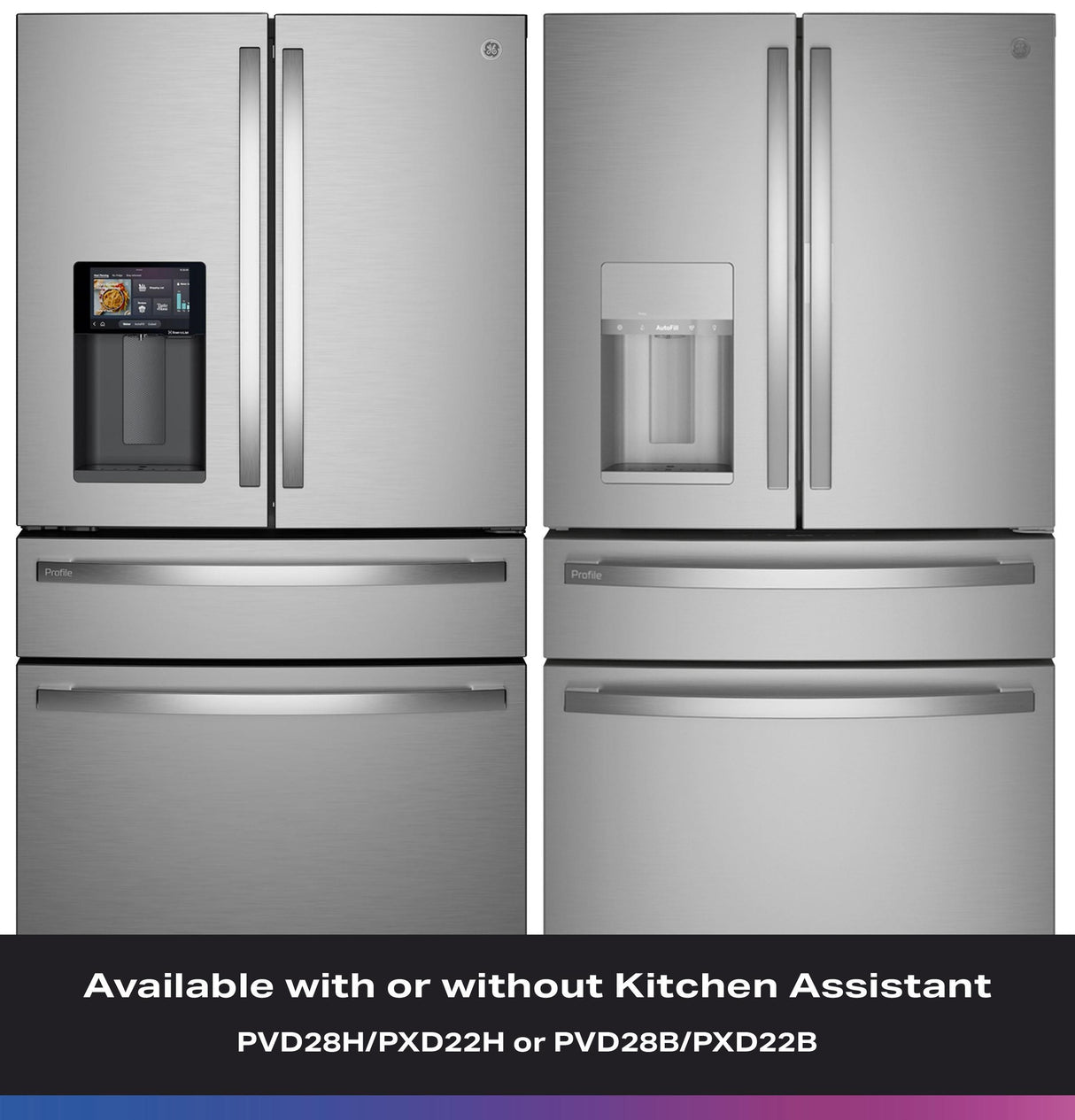 GE Profile™ ENERGY STAR® 22.4 Cu. Ft. Smart Counter-Depth 4-Door French-Door Refrigerator with Kitchen Assistant™ PXD22HYYFS