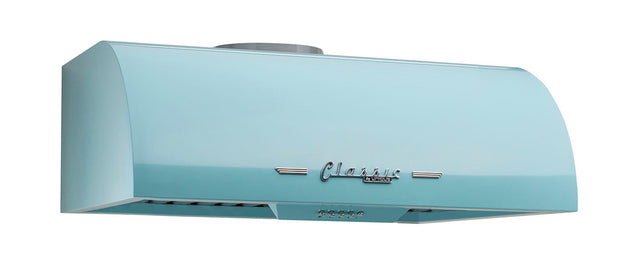Classic Retro 24-inch 500 CFM Ducted Under Cabinet Range Hood with LED Lighting in Ocean Mist Turquoise UGP-24CR RH T