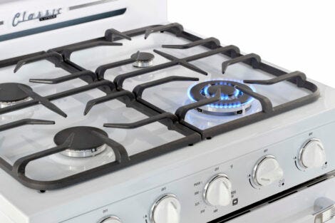 Unique 30' Classic Retro Marshmallow White Offgrid Range with Large Power burner UGP-30CR OF2 W