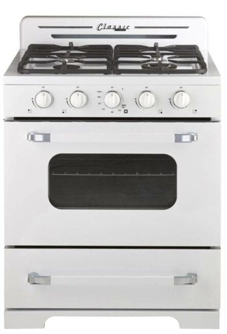 Unique 30' Classic Retro Marshmallow White Offgrid Range with Large Power burner UGP-30CR OF2 W