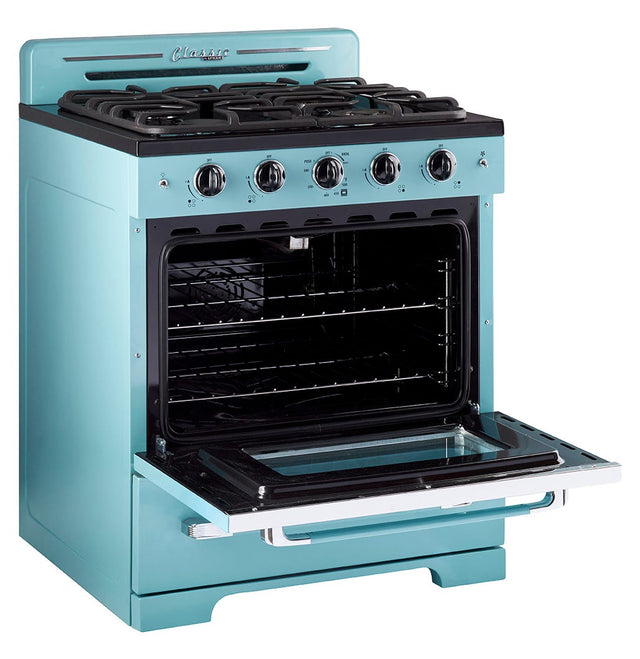 Classic Retro 30 -inch Free-Standing Gas Range with Convection Oven in Ocean Mist Turquoise UGP-30CR T