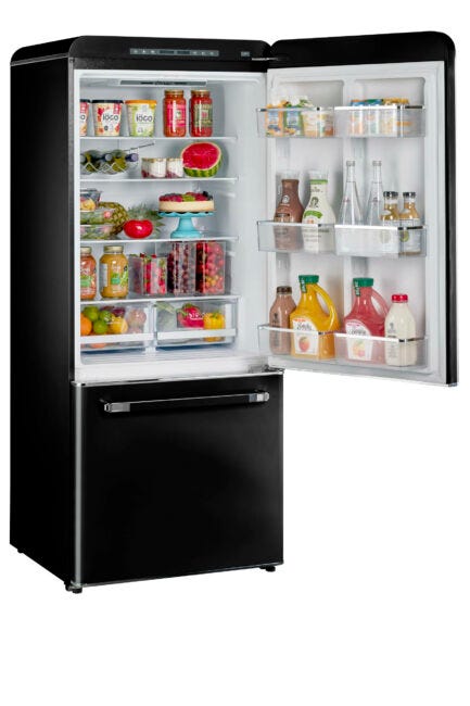 Classic Retro 30 in 17.7 cu. ft. Frost Free Retro Bottom Freezer Refrigerator in Midnight Black, ENERGY STAR UGP-510L B AC