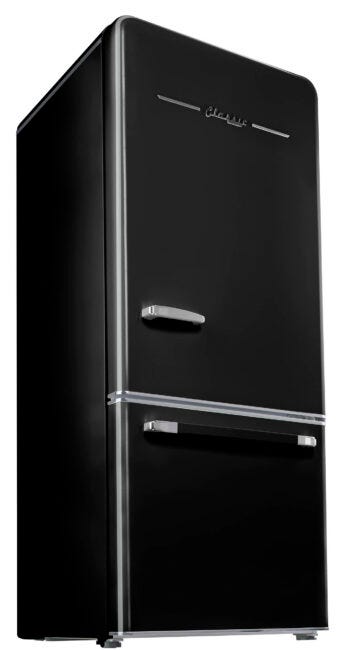 Classic Retro 30 in 17.7 cu. ft. Frost Free Retro Bottom Freezer Refrigerator in Midnight Black, ENERGY STAR UGP-510L B AC