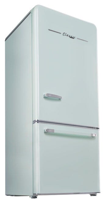 Classic Retro 30 in 17.7 cu. ft. Frost Free Retro Bottom Freezer Refrigerator in Summer Mint Green, ENERGY STAR UGP-510L LG AC