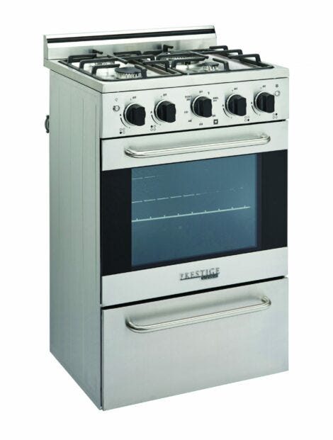Unique Prestige 20" White Convection Gas Range, Electronic Ignition UGP-20V PC1 S/S