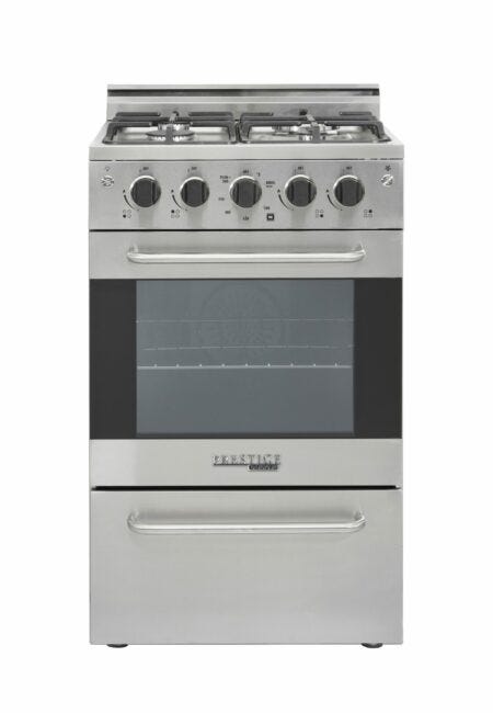 Unique Prestige 20" White Convection Gas Range, Electronic Ignition UGP-20V PC1 S/S