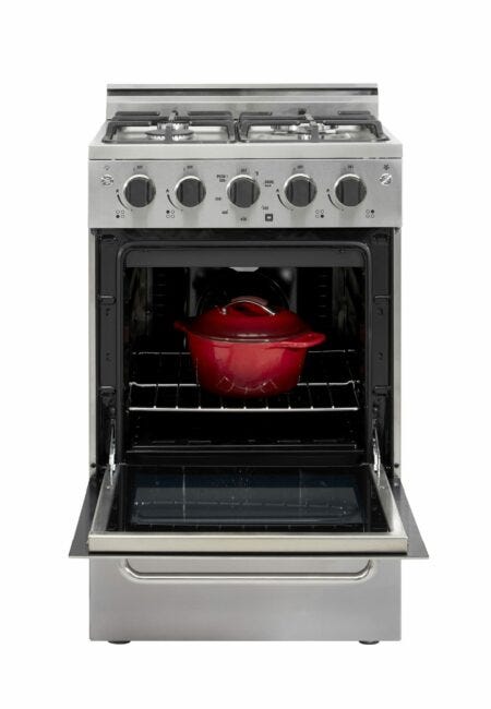Unique Prestige 20" White Convection Gas Range, Electronic Ignition UGP-20V PC1 S/S