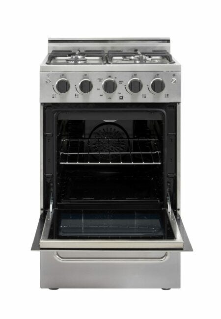 Unique Prestige 20" White Convection Gas Range, Electronic Ignition UGP-20V PC1 S/S