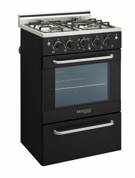 Prestige by Unique 24″ Stainless Convection Gas Range UGP-24V PC1 B-Black
