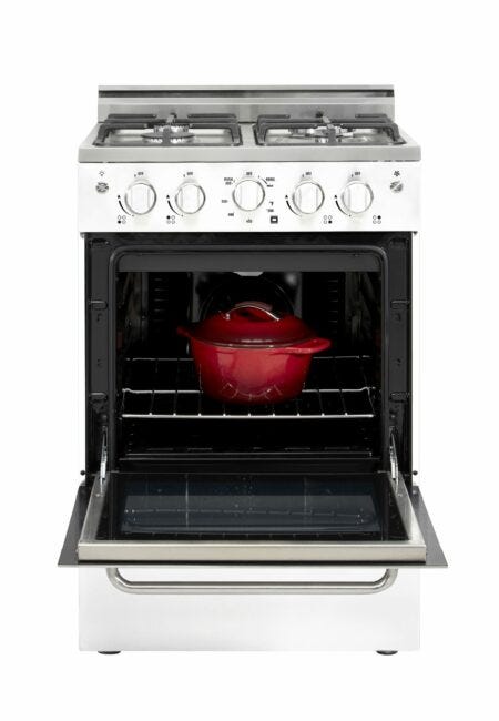 Unique Prestige 24' White Convection Gas Range, Electronic ignition UGP-24V PC1 W