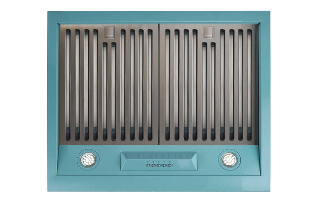 Classic Retro 24-inch 500 CFM Ducted Under Cabinet Range Hood with LED Lighting in Ocean Mist Turquoise UGP-24CR RH T