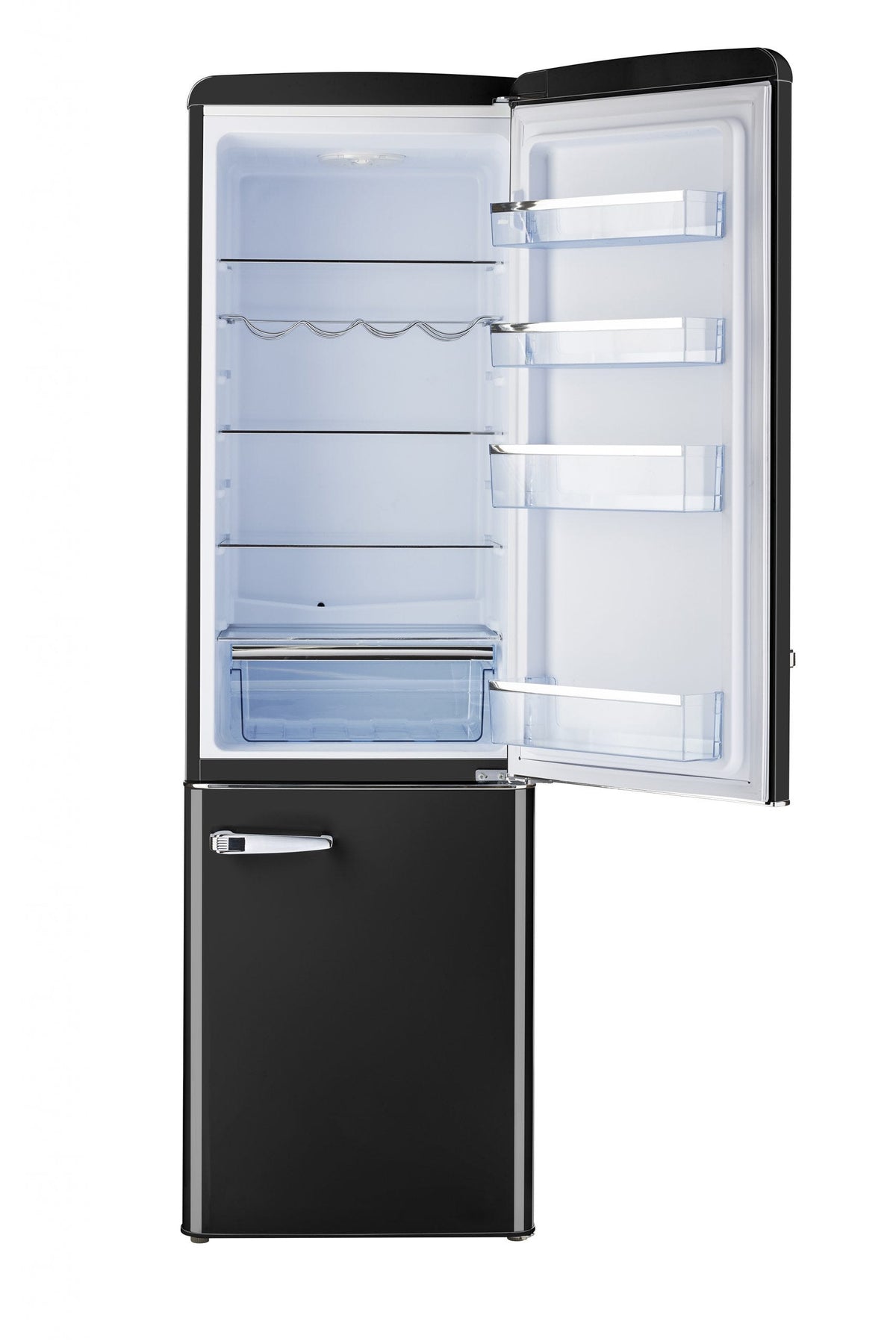 Classic Retro 21.6 in. 8.7 cu. ft. Retro Bottom Freezer Refrigerator in Midnight Black, ENERGY STAR UGP-275L B AC