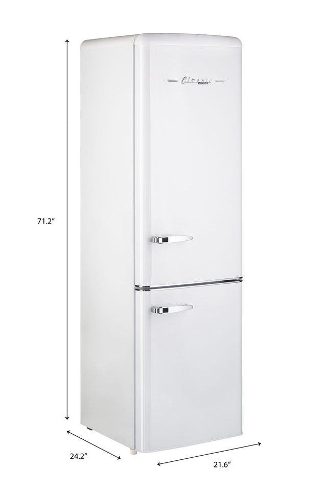 Classic Retro 21.6 in. 8.7 cu. ft. Retro Bottom Freezer Refrigerator in Marshmallow White, ENERGY STAR UGP-275L W AC